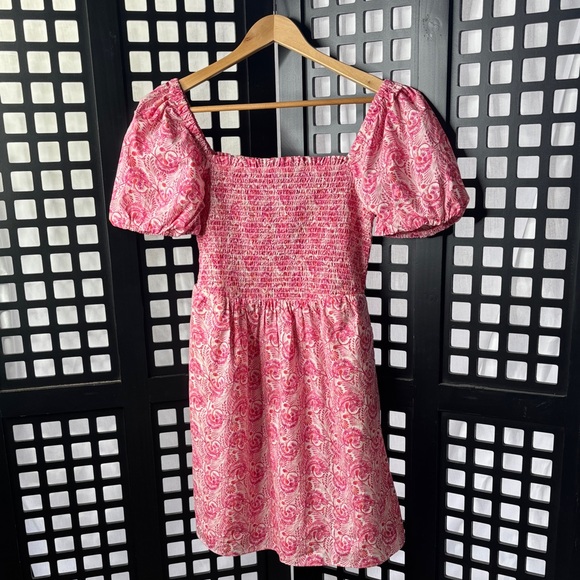 💗 NWT J.Crew Pink Cotton Floral Smocked Dress | Pockets | Flowy Fit 💗 - Picture 1 of 13